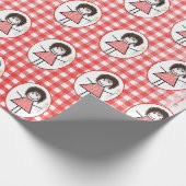 ギンガムにスニーカーでフィギュアの女の子を突き刺す ラッピングペーパー (角)