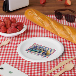 ギンガムにハンマーを付けたハンマー・タイム・ブルー・カニ ペーパープレート