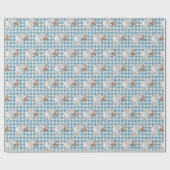 ギンガムに猿と象 ラッピングペーパー (フラット)