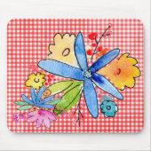 ギンガムに鳩の花 マウスパッド (正面)