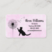 ギンガムに黒い猫とタンポポ 名刺 (正面)