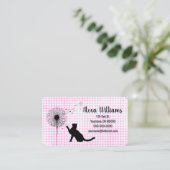 ギンガムに黒い猫とタンポポ 名刺 (スタンド正面)