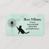 ギンガムに黒い猫とタンポポ 名刺 (正面)