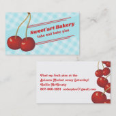 ギンガムのさくらんぼのパン屋のベーキングの名刺 名刺 (正面/裏面)