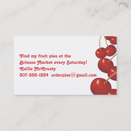 ギンガムのさくらんぼのパン屋のベーキングの名刺 名刺 (裏面)