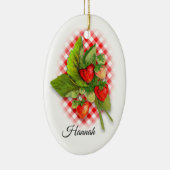 ギンガムのイチゴ、"私は多くのベリーを愛している" セラミックオーナメント (右)