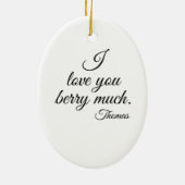 ギンガムのイチゴ、"私は多くのベリーを愛している" セラミックオーナメント (裏面)