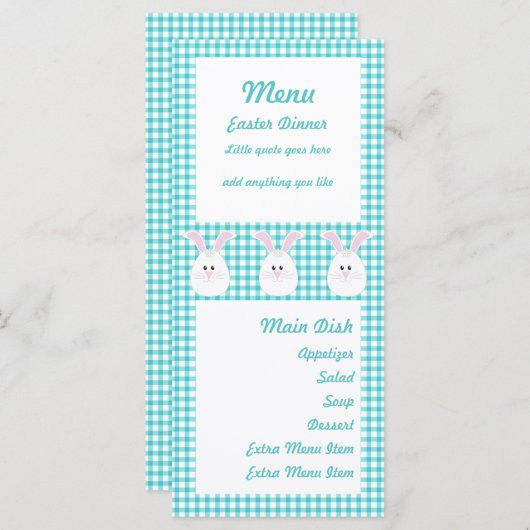 ギンガムのウサギメニューカード メニュー (正面/裏面)