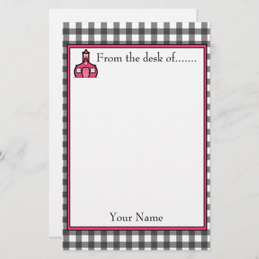 ギンガムの先生の文房具 便箋 (正面/裏面)