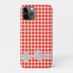 ギンガムの切り抜け赤と白の弓 iPhone 11 PROケース