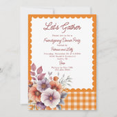 ギンガムの友人感謝祭を楽しもう 招待状 (正面)