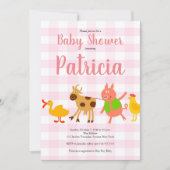 ギンガムの家畜の女の赤ちゃんのシャワーの招待状 招待状 (正面)