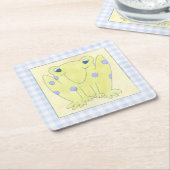 ギンガムの布のカエルのトリオ スクエアペーパーコースター (アングル)