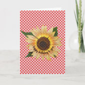 ギンガムの日赤と白照りの誕生日 カード (正面)