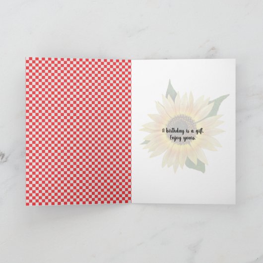 ギンガムの日赤と白照りの誕生日 カード (内部)