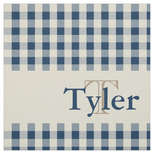 ギンガムの点検パターンモノグラムのカスタムの男の子 ファブリック (見本)