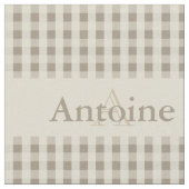 ギンガムの点検パターンモノグラムのカーキ色の砂ベージュ色 ファブリック (クローズアップ)