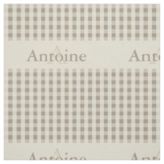 ギンガムの点検パターンモノグラムのカーキ色の砂ベージュ色 ファブリック (見本)