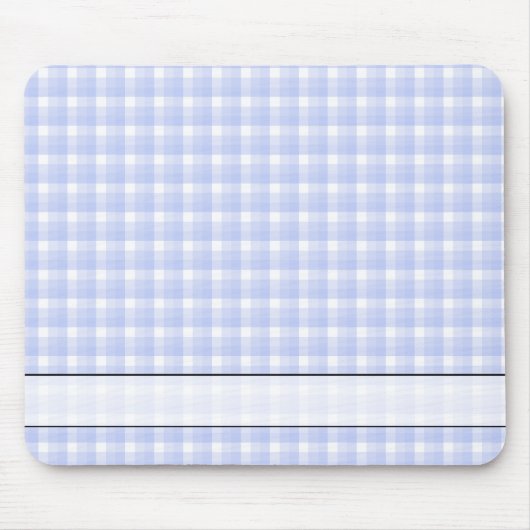 ギンガムの点検パターン。 淡いブルー及び白い マウスパッド (正面)