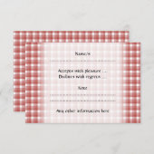 ギンガムの点検パターン。 赤および白 出欠カード (正面/裏面)