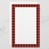 ギンガムの点検パターン。 赤くおよび黒い格子縞 便箋 (正面/裏面)