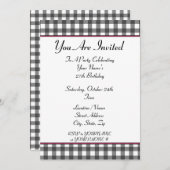 ギンガムの誕生日パーティー招待状 招待状 (正面/裏面)