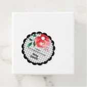 ギンガムの赤いバラのウェディングシャワー フェイバータグ (インサイチュ)