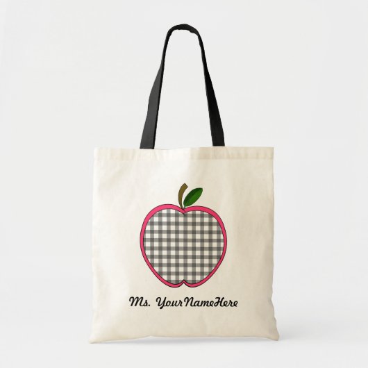 ギンガムのAppleの先生のバッグ トートバッグ (正面)