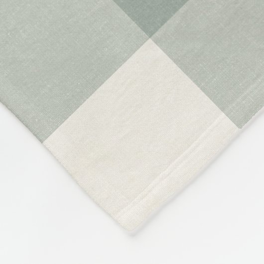 ギンガムは格子状の軽いセージ緑色をチェック フリースブランケット (角)