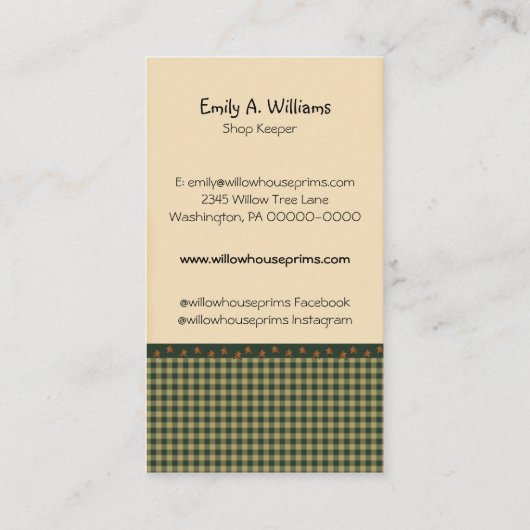 ギンガムアンドスターズヤナギ初期のの国 名刺 (裏面)