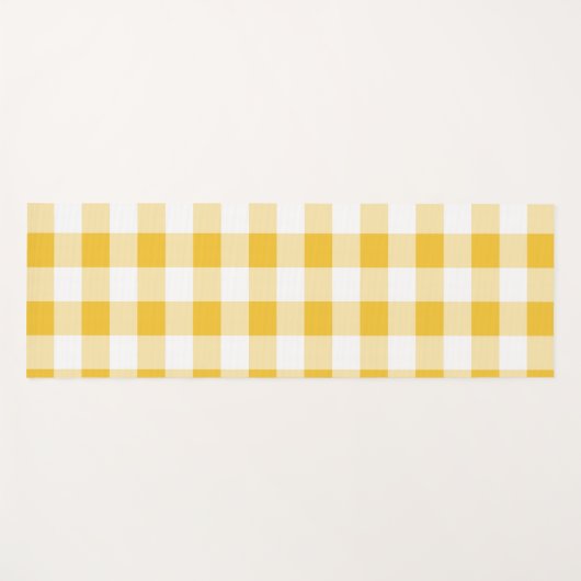 ギンガムイエローとホワイトパターン ヨガマット (正面(横))