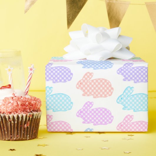 ギンガムイースターバニーパターン ラッピングペーパー (誕生日パーティー)