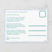 ギンガムウェービーブルーグリーン クリスマスカスタム 3 フォト シーズンポストカード (裏面)