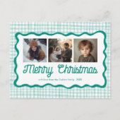 ギンガムウェーブグリーンカスタムクリスマス3 Photo シーズンポストカード (正面)