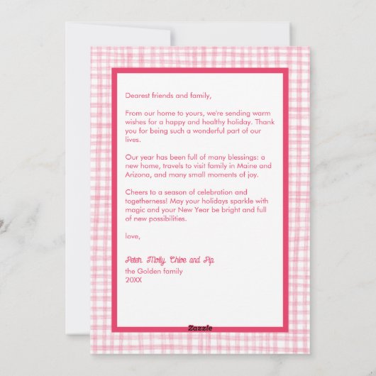 ギンガムウェーブピンクカスタムのクリスマス写真3 シーズンカード (裏面)