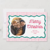 ギンガムウェーブピンク緑のクリスマスカスタム3 Photo シーズンカード (正面)