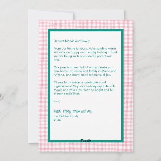 ギンガムウェーブピンク緑のクリスマスカスタム3 Photo シーズンカード (裏面)
