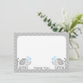 ギンガムエレファント男の赤ちゃんツインズサンキュー サンキューカード (スタンド正面)