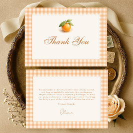 ギンガムオレンジ リトルキューティベビーシャワー サンキューカード