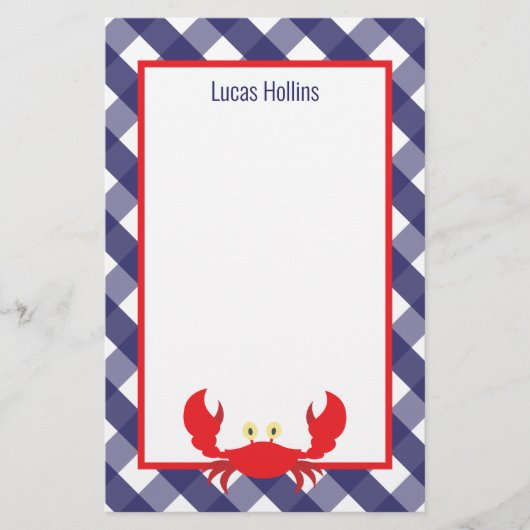 ギンガムカニパーソナライズされた文房具 (正面)