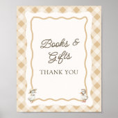 ギンガムガチョウ赤ちゃんシャワー本&ギフトサイン ポスター (正面)