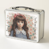 ギンガムガールお洒落ヴィンテージ メタルランチボックス (裏面)