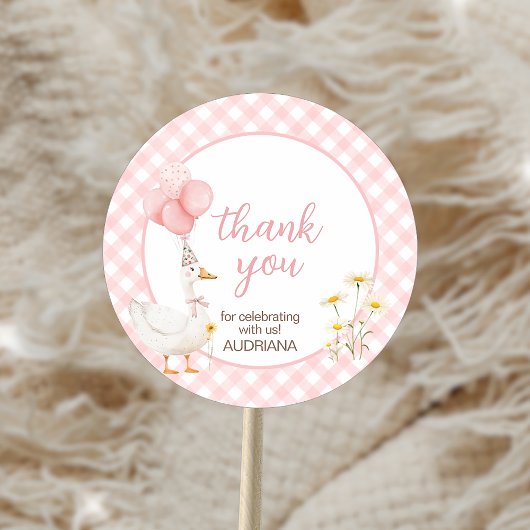 ギンガムガ間抜けースバースデーパーティー ラウンドシール