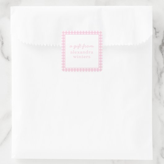 ギンガムギフトパーソナライズされたスタンプ スクエアシール (バッグ)