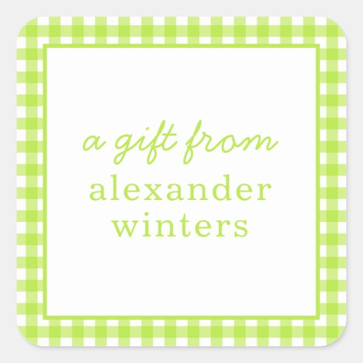 ギンガムギフトパーソナライズされたスタンプ スクエアシール (正面)