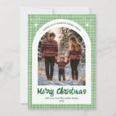 ギンガムクリスマスグリーンカスタムアーチ5写真 シーズンカード (正面)
