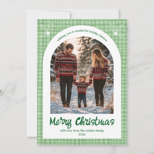 ギンガムクリスマスグリーンカスタムアーチ5写真 シーズンカード (正面)