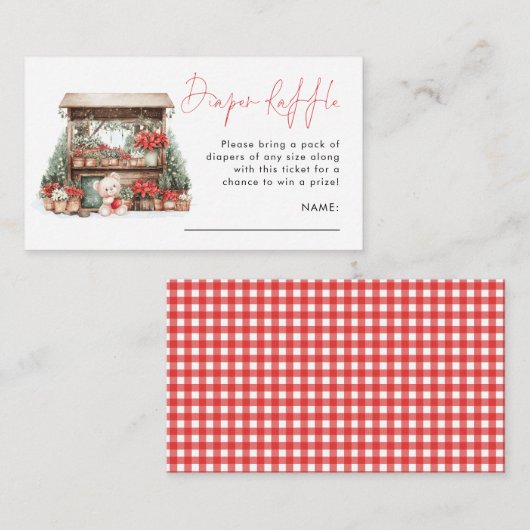 ギンガムクリスマスマーケットおむつラッフルベビーショウ エンクロージャーカード (正面/裏面)