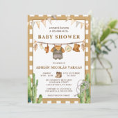 ギンガムクロセスラインスペインのベビーシャワー 招待状 (スタンド正面)