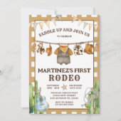 ギンガムクローセラインマイファーストロデオカウボーイ誕生日 招待状 (正面)